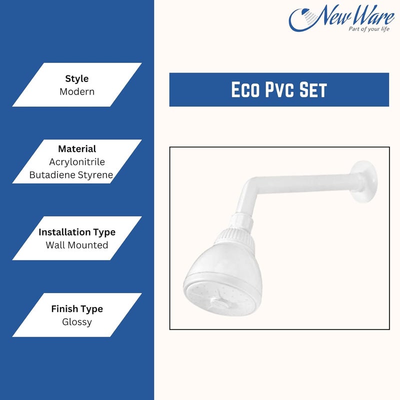 NEW WARE PVC Overhead Shower Complete Set with Round Shower Arm Durable and EasytoInstall Bathroom Fixture - Image 5