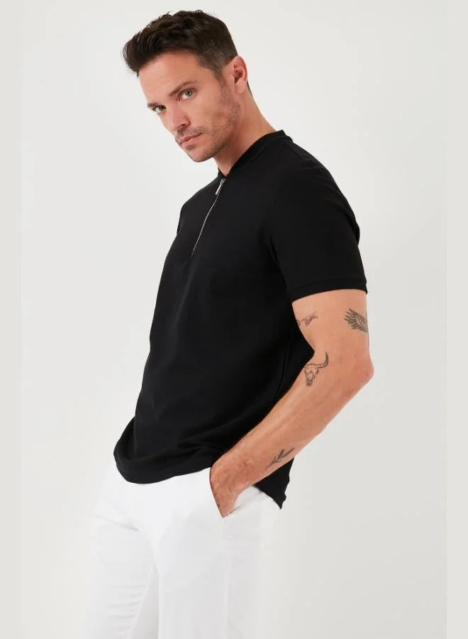 Buratti  Buratti Cotton Regular Fit Half Zipper T Shirt Men's T SHIRT 5902653 for Men | Best Price UAE