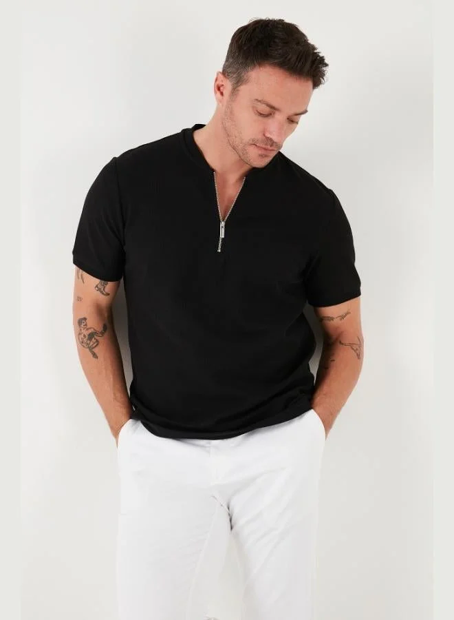 Buratti  Buratti Cotton Regular Fit Half Zipper T Shirt Men's T SHIRT 5902653 for Men | Best Price UAE