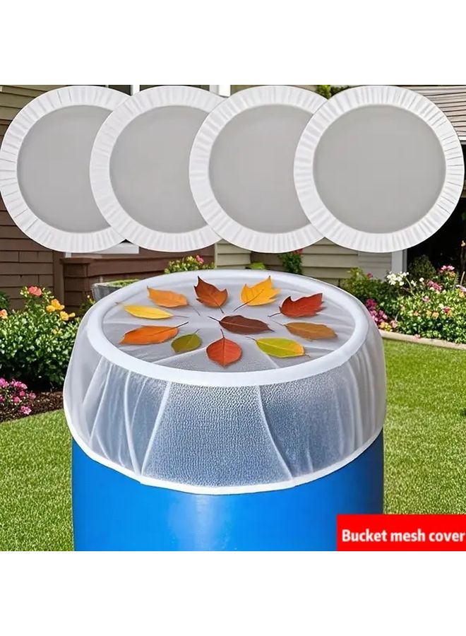 White Polyester Mesh Rain Barrel Cover 60cm Secure Fit Outdoor - Image 1