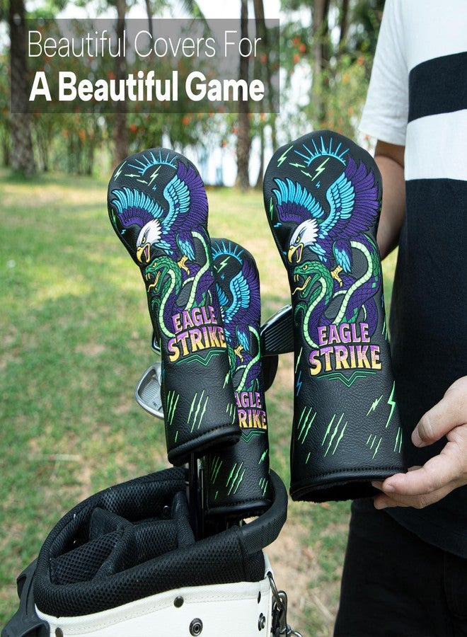 brdejc Golf Golf Headcovers EAGLESTRIKE Embroidery Driver Cover Fariway Wood Headcover Hybrid Covers Leather Golf Club Cover for Most Brand (for Hybrid) - Image 4