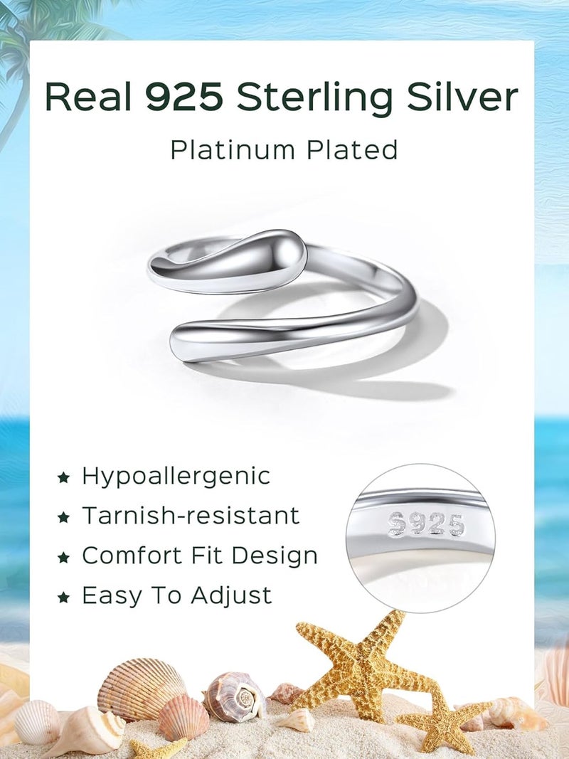 ChicSilver 925 Sterling Silver Toe Ring Minimalist Hypoallergenic Adjustable Band Ring Summer Beach Bare Foot Jewelry - Image 4