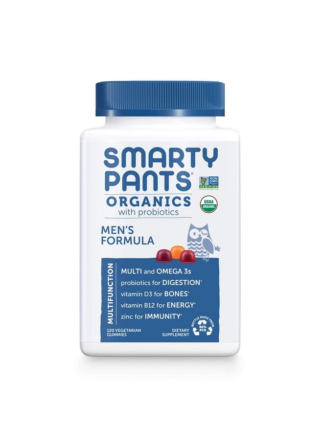 SmartyPants Organic Mens Multivitamins Daily Gummy Vitamins: Probiotics Vitamins C D3 B12 Zinc & Omega 3 For Immune Support Digestive Health Energy & Bone Health 120 Gummies 30 Day Supply - Image 1