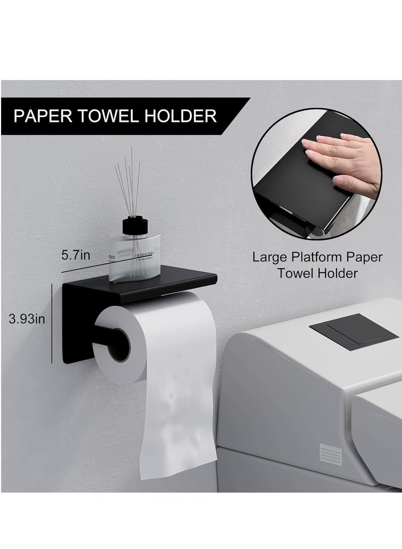 5-Pieces Matte Black SUS304 Stainless Steel Bathroom Hardware Accessories Set, 24 Inch Bath Towel Bar Set, Towel Racks for Bathroom Wall Mounted. - Image 3