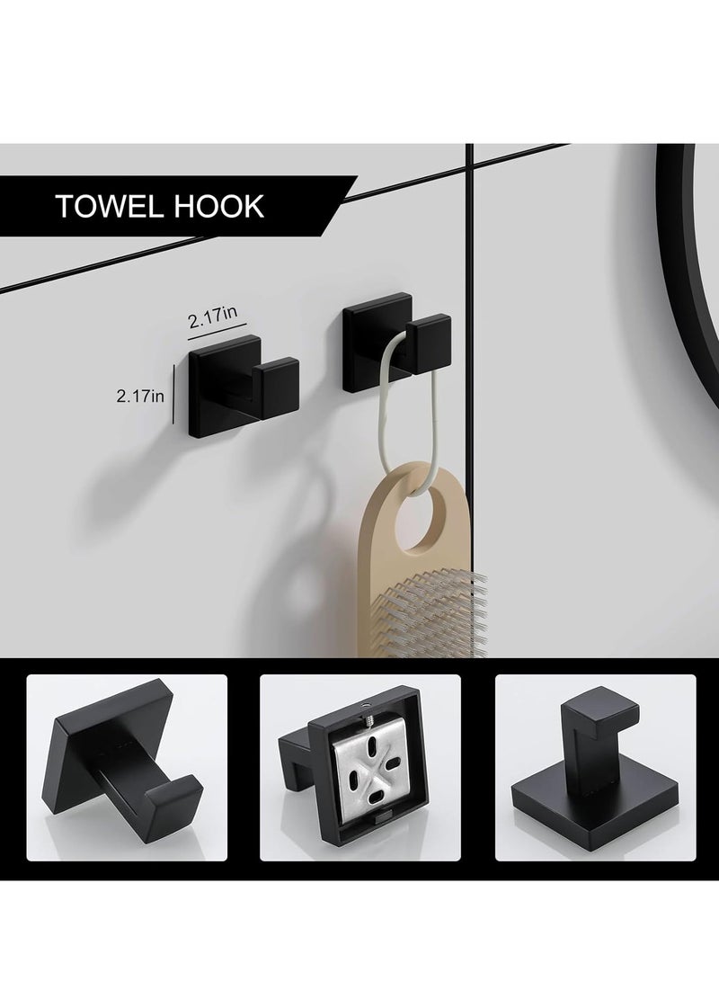 5-Pieces Matte Black SUS304 Stainless Steel Bathroom Hardware Accessories Set, 24 Inch Bath Towel Bar Set, Towel Racks for Bathroom Wall Mounted. - Image 4