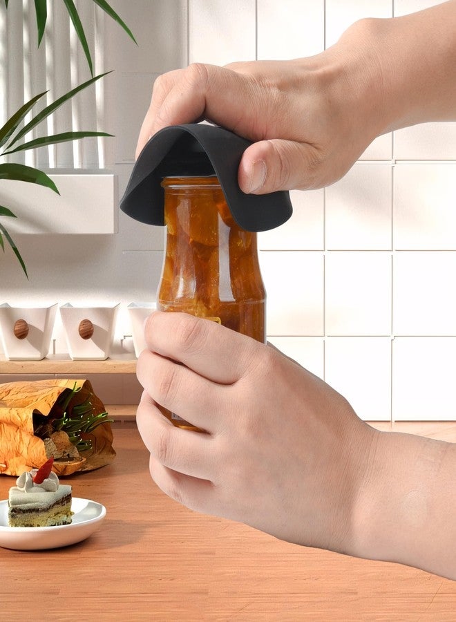 وسادة سيليكون لفتح البرطمانات، ماسكات لفتح البرطمانات، أدوات مطبخ دائرية سوداء متعددة الأغراض، فتاحات أغطية زجاجات مانعة للانزلاق لكبار السن والأطفال والنساء ومرضى التهاب المفاصل، 4 قطع - Image 2