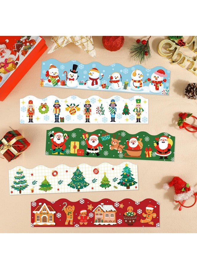 Konsait 69Ft Christmas Bulletin Board Border, Self-Adhesive Christmas Border For Bulletin Board, Snowman Gingerbread Santa Nutcracker Tree Christmas Borders For Classroom Office Home, 5 Designs - Image 4