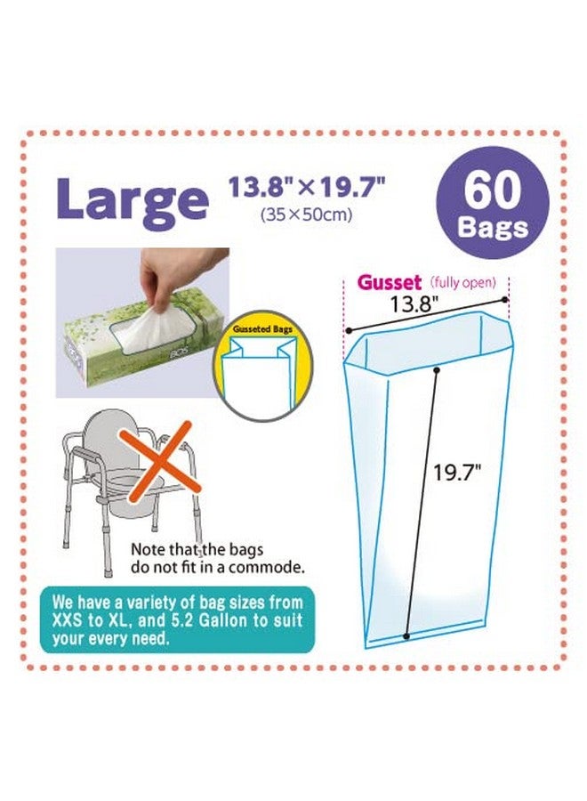 بوس أكياس رائعة للاستعمال مرة واحدة تغلق الروائح الكريهة للحفاضات وأكياس فغر القولون ونفايات الحيوانات الأليفة أو أي منتج صحي - متينة وغير معطرة [المقاس: كبير، اللون: أبيض] (60 كيسًا، عبوة من قطعتين) (120 كيسًا) - Image 3