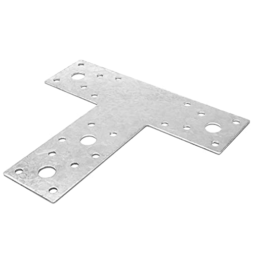 eoere 10 PCS Flat Tee Mending Plate, Repair Tie Plate, Strong T Straps Right Angle Bracket, Corner Brace for Wood, Furniture, Timber Connector, Thickness 3/32"(Silver) - Image 3
