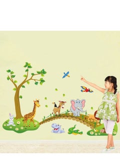 Excefore Jungle Animals Tree Wall Stickers Large Removable Cartoon Lion Giraffe Elephant Wall Decor DIY Room Decoration for Kids Room Nursery Bedroom  - Image 4