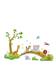 Excefore Jungle Animals Tree Wall Stickers Large Removable Cartoon Lion Giraffe Elephant Wall Decor DIY Room Decoration for Kids Room Nursery Bedroom  - Image 1