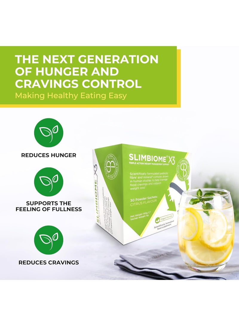 SlimBiome Award Winning Vegan Prebiotic Weight Loss Supplement Supports Digestive Enzymes, Help Manage Food Cravings , Citrus Flavor 30 Sachets