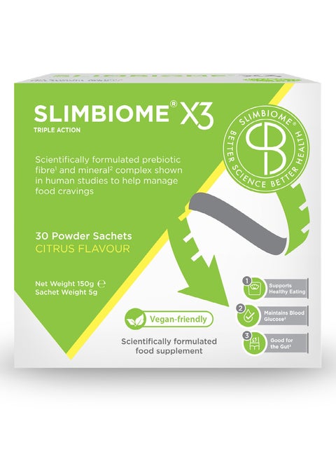 SlimBiome Award Winning Vegan Prebiotic Weight Loss Supplement Supports Digestive Enzymes, Help Manage Food Cravings , Citrus Flavor 30 Sachets