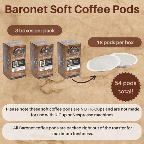 Baronet Coffee Pods [Crème Brulee-54 Pods] Flavored Single Cup Use, Like Senseo [3 Boxes of 18 Single Serve 10 Gram] Regular Strength, Medium Roast [Creme Brulee] - Image 3