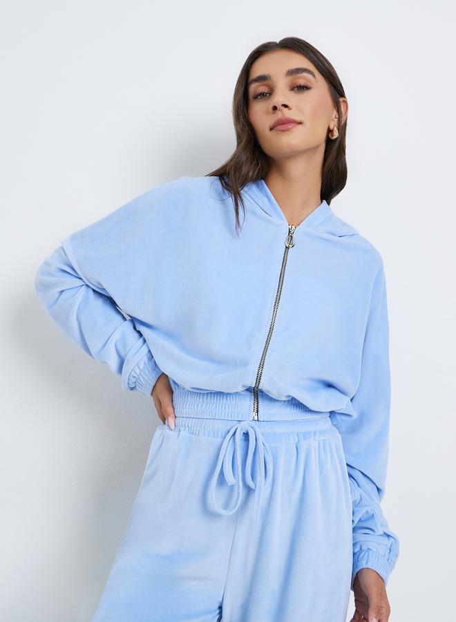 ستايلي طقم منسق من جاكيت وجوغر مظهر مخملي - Image 3