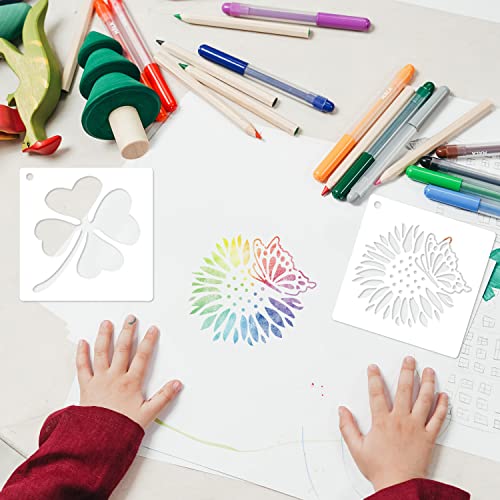 eageus 64 Pieces Stencils for Painting, Small Reusable Flower Plant Stencil, Art Craft Template for Painting on Wood, Wall, Fabric, Rock, Chalkboard, Sign, DIY Art Scrapbook Projects(Plants) - Image 4
