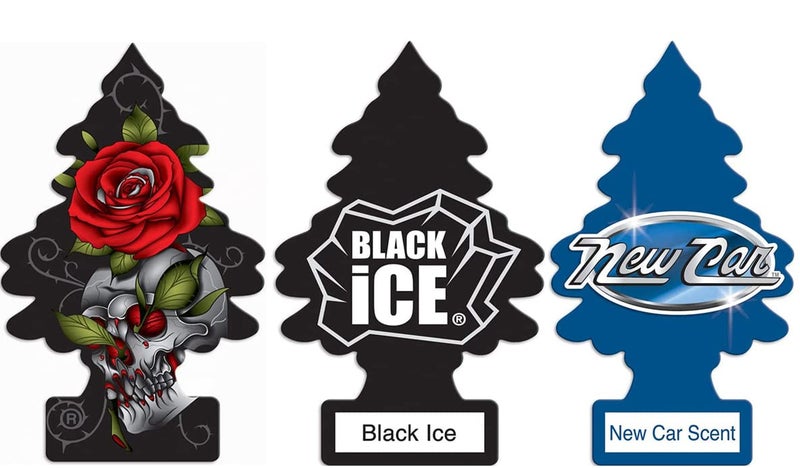 LITTLE TREES Car Air Freshener | Hanging Tree Provides Long Lasting Scent for Car, Home & Office | Automatic Air Freshener |Rose Thorn, Black Ice, New Car Scent Freshner - (Combo of 3) - Image 1