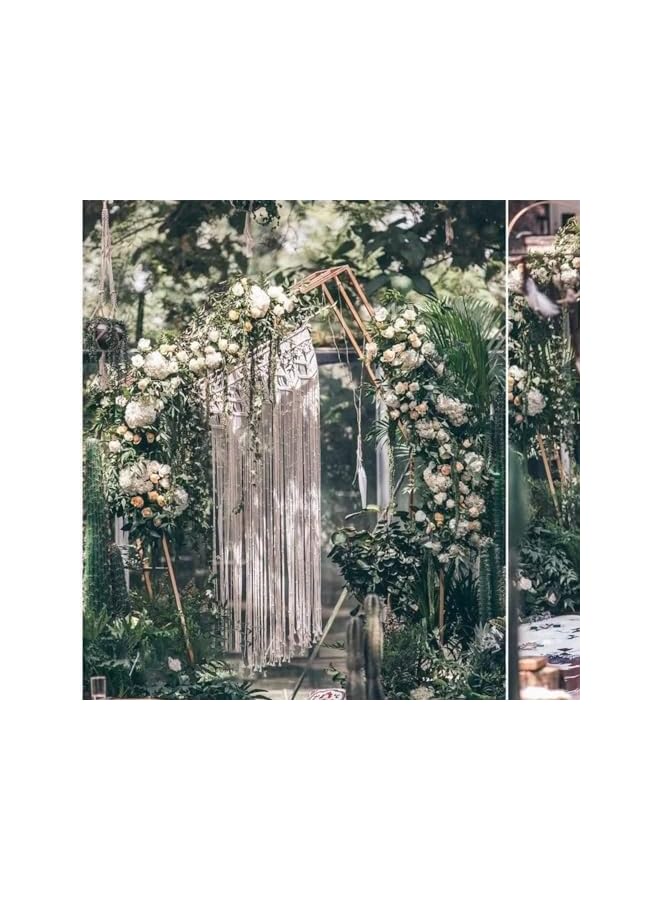 The Bros تجليد حائط كبير، سجادة بوهيمية مصنوعة يدويًا 90W×180L سم سجادة منسوجة فن الجدران بوهيمي ستارة ماكرامي قطن مصنوعة يدويًا فن منسوج للنوافذ والأبواب خلفية زفاف - Image 3