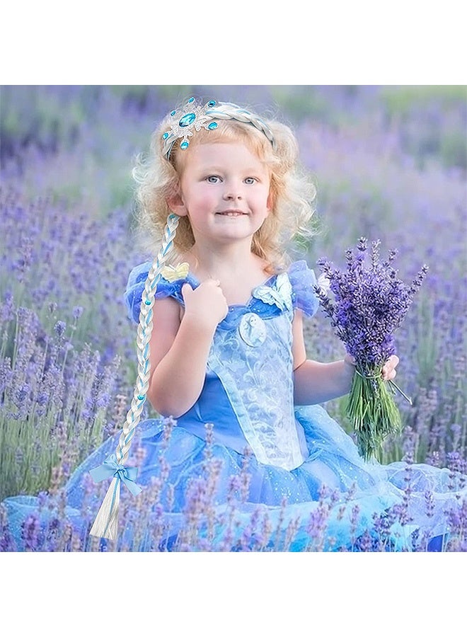 MXN 2 Pcs Princess Braided Headbands, Cute Wig Braid Hairband, Girls Braided Head Bands for Frozen Snow Princess Costume Dress Up Accessories (Pink and Blue) - Image 4