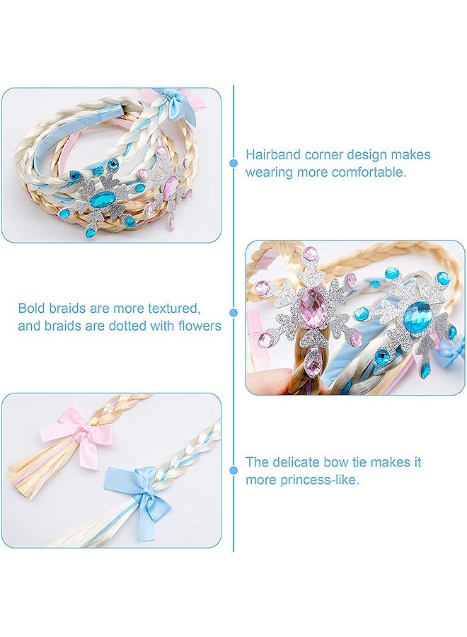 MXN 2 Pcs Princess Braided Headbands, Cute Wig Braid Hairband, Girls Braided Head Bands for Frozen Snow Princess Costume Dress Up Accessories (Pink and Blue) - Image 3