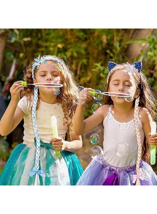 MXN 2 Pcs Princess Braided Headbands, Cute Wig Braid Hairband, Girls Braided Head Bands for Frozen Snow Princess Costume Dress Up Accessories (Pink and Blue) - Image 5