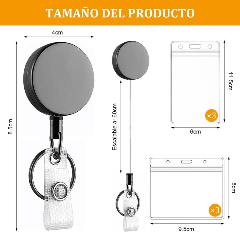 3 Pack Electroplated Metal Retractable Keychain with 3 Pack Clear Card Holder, Retractable Yo-Yo Badge Holder, 21 Inch Steel Drawstring for ID Card, Credit Card, Proximity Identification - Image 2