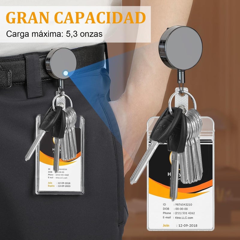 3 Pack Electroplated Metal Retractable Keychain with 3 Pack Clear Card Holder, Retractable Yo-Yo Badge Holder, 21 Inch Steel Drawstring for ID Card, Credit Card, Proximity Identification - Image 5