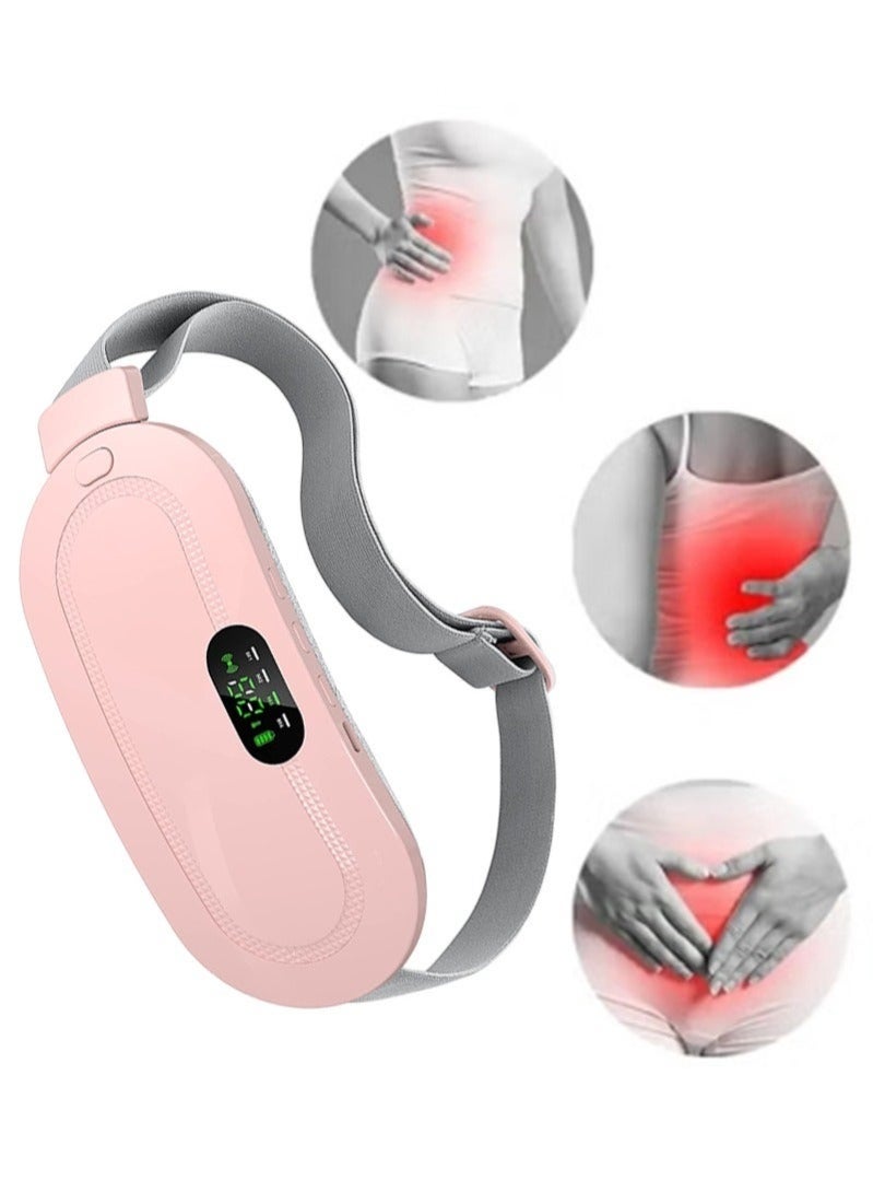 Portable Cordless Heating Pad for Menstrual Cramps Relief, Heating Pad for Stomach,Menstrual Heating Pad with 3 Heat Levels and 4 Vibration Massage Modes Portable Electric Fast Heating Belly Wrap Belt - Image 2