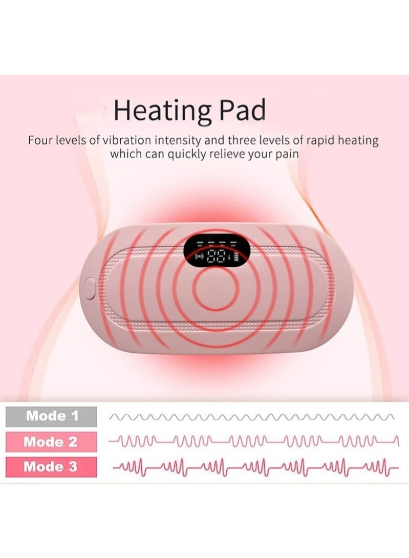 Portable Cordless Heating Pad for Menstrual Cramps Relief, Heating Pad for Stomach,Menstrual Heating Pad with 3 Heat Levels and 4 Vibration Massage Modes Portable Electric Fast Heating Belly Wrap Belt - Image 3