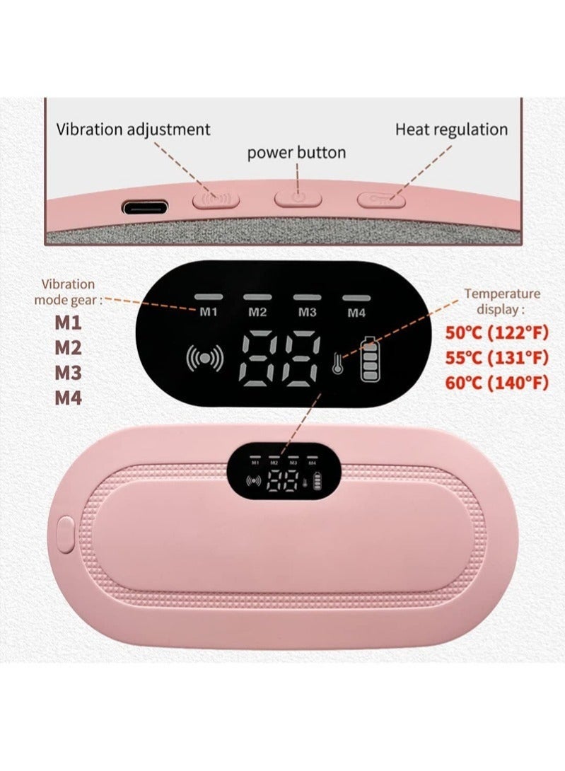 Portable Cordless Heating Pad for Menstrual Cramps Relief, Heating Pad for Stomach,Menstrual Heating Pad with 3 Heat Levels and 4 Vibration Massage Modes Portable Electric Fast Heating Belly Wrap Belt - Image 5