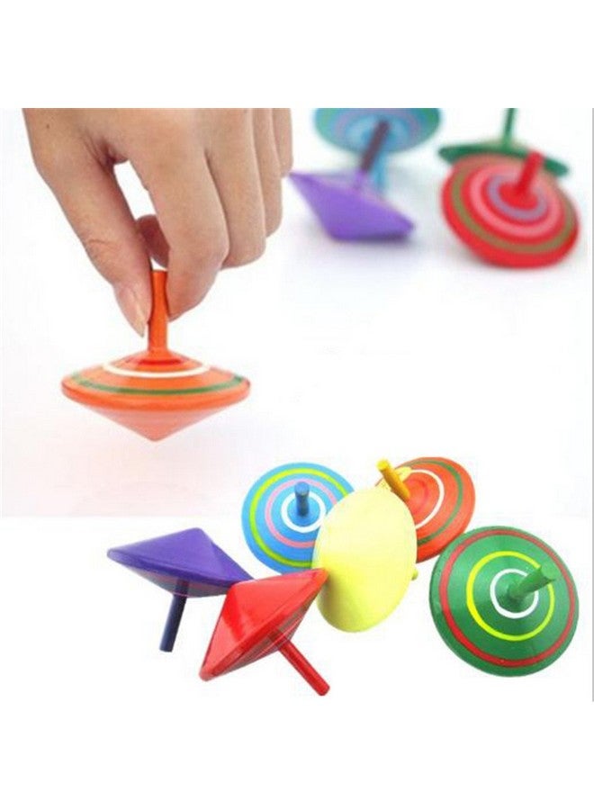 GoodPlay 6 Pcs Set Of Handmade Painted Wood Spinning Tops, Wooden Toys Educational Toys Kindergarten Toys Standard Tops - Image 1