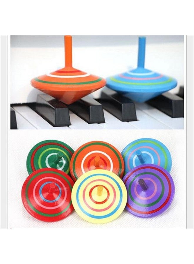 GoodPlay 6 Pcs Set Of Handmade Painted Wood Spinning Tops, Wooden Toys Educational Toys Kindergarten Toys Standard Tops - Image 2