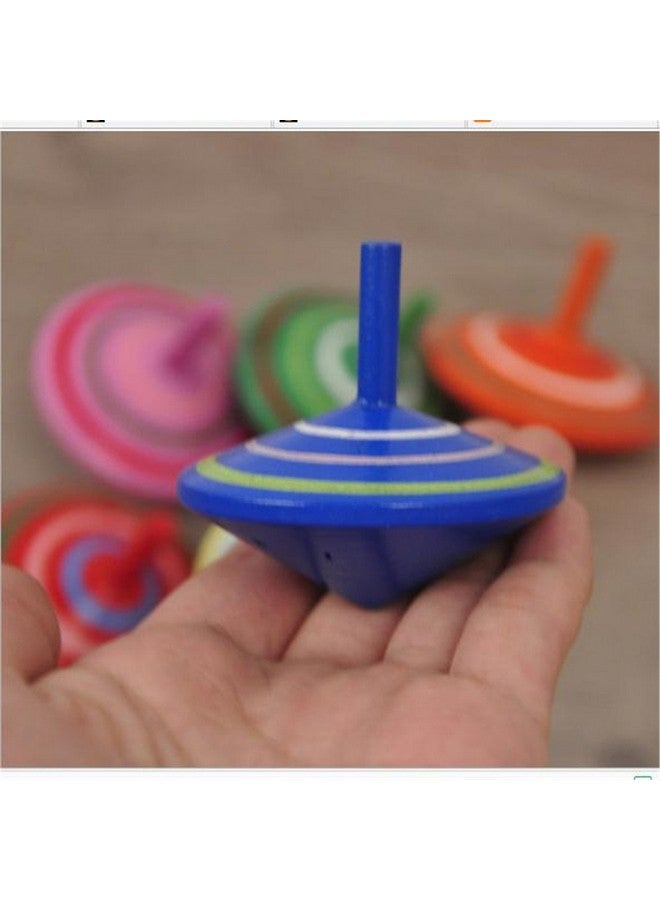 GoodPlay 6 Pcs Set Of Handmade Painted Wood Spinning Tops, Wooden Toys Educational Toys Kindergarten Toys Standard Tops - Image 4