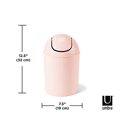 Umbra 125 Gallon Mini Waste Can with Removable SwingTop Lid Small Garbage Bin for Kitchen Bathroom Bedroom Office Compact Trash Can Fit Under Tables Counters Pink - Image 3