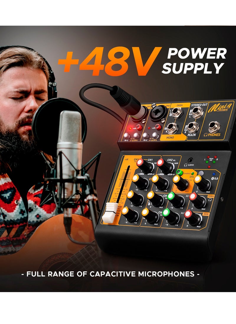 Generic Mini Four Way mixing console with OTG effect Live Broadcast Sound Card  - Image 4