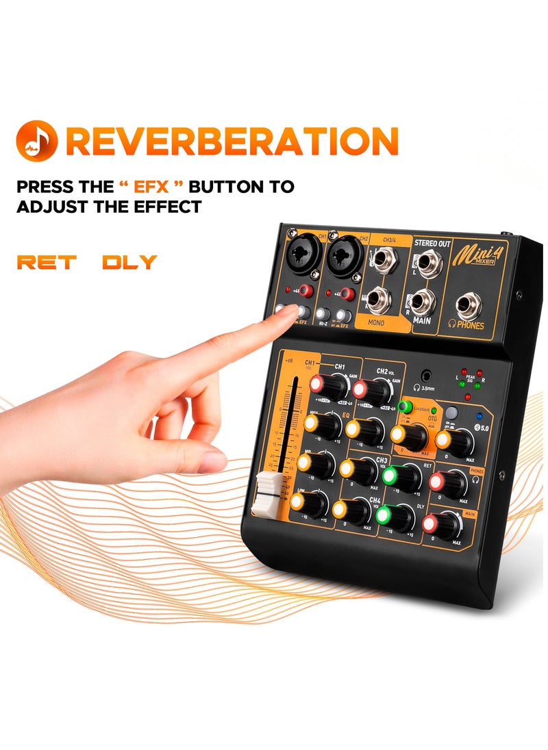 Generic Mini Four Way mixing console with OTG effect Live Broadcast Sound Card  - Image 2