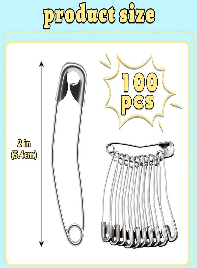 Pinsit 100 قطعة دبابيس أمان منحنية، 2 بوصة دبابيس خياطة، دبابيس خياطة منحنية، دبابيس أمان منحنية للخياطة والحياكة والحرف اليدوية - Image 3