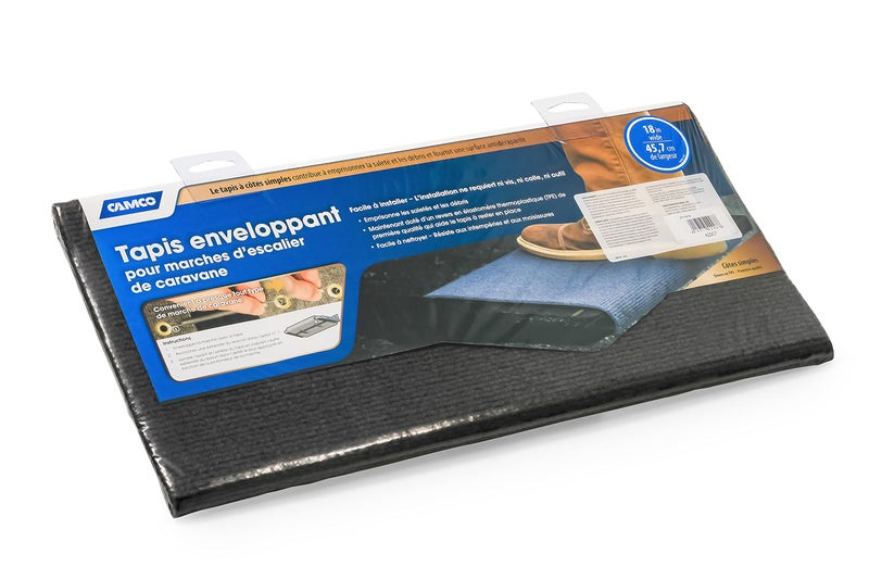 Camco 42907 Gray Premium Wrap Around RV Step Rug (100% Polyester (17.5" x 18")) - Image 4