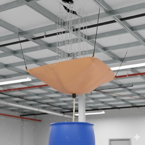 MOOFI Roof Ceiling Leak Drip Diverter Tarp Heavy Duty Ceiling Leak Diverter -Drain Tarp Khaki (Khaki, 3' x 3') - Image 1