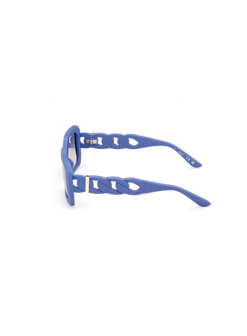 GUESS Women's UV Protection Asymmetrical Shape Sunglasses - GU0011091W54 - Lens Size: 54 Mm - Matte Blue - Image 2