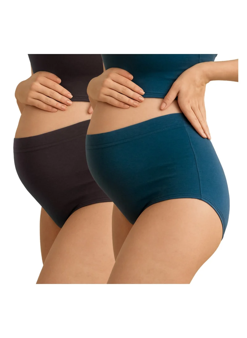TUMMY Pack of 2 High Waist Bamboo Cotton Pregnancy Pants with Full Belly Support Comfty Breathable for Women Panties