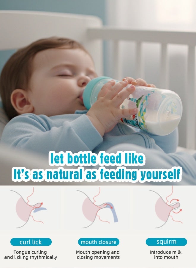 Soft Touch 4 Pcs Baby Feeding Bottle Set, Newborn Gift Set with 3 Feeding Bottles(150/330 ml) and Pacifier, BPA Free, Baby Bottle Starter Kit for 0+ months Baby (Green) - Image 5