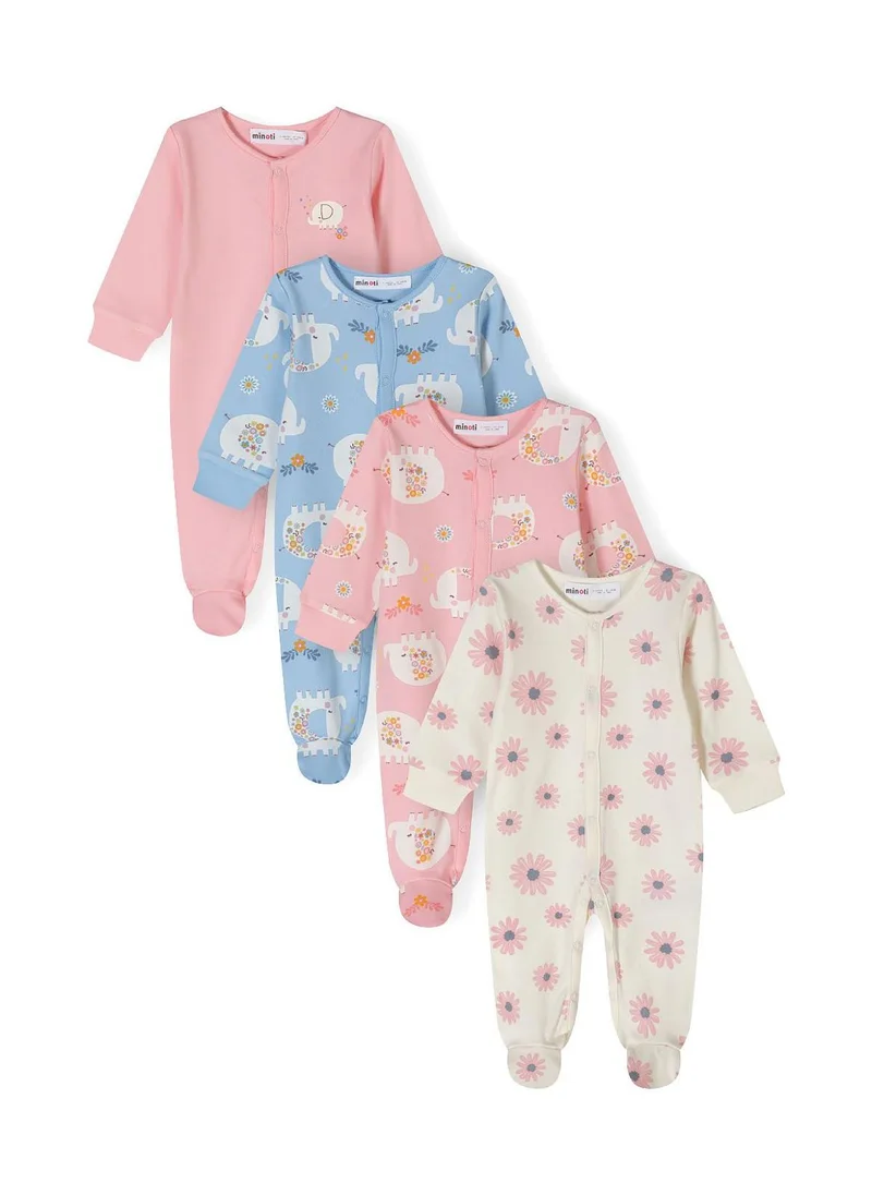 MINOTI Baby 4 Pack Long Sleeve Sleepsuits