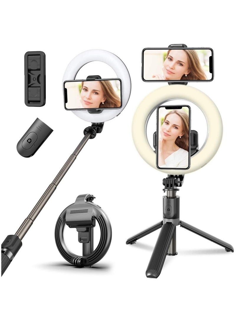 Selfie Ring Light Tripod Bluetooth Selfie Stick,Cell Phone Holder LED Selfie Light Stand for Live Stream Photography - Image 1