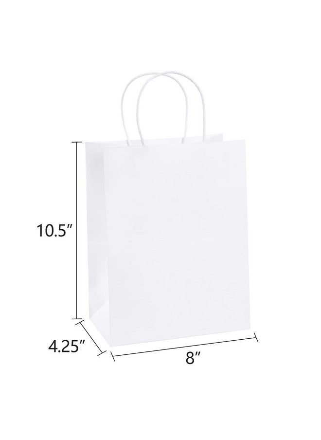 BagDream - 50Pcs Gift Bags 8X4.25X10.5 Paper Gift Bags With Handles Bulk White Kraft Paper Bags For Gifts Retail Party Favor Shopping Grocery Bags - Image 1