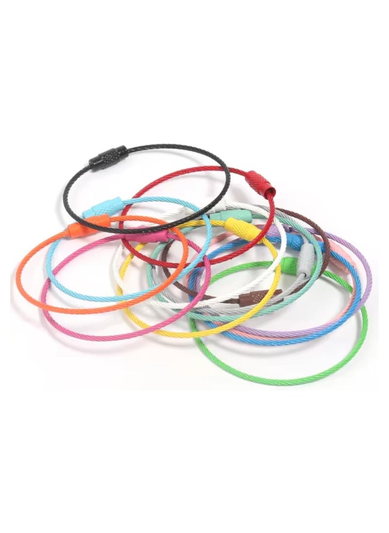SOLDOUT 10 PCS Metal Wire Ring Lock Keychain Stainless Steel Rope Creative Carabiner Keys Hanging Cable Outdoor Camping EDC Multifunctional Tools (Multicolor, Pack of 10)  - Image 4