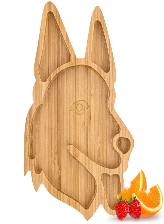 Bambum Natural Bamboo Divided Dinner Plate for Kids with Dog Design, Modern Style, Animal Print, 9 Inches, 1 Count - Image 1