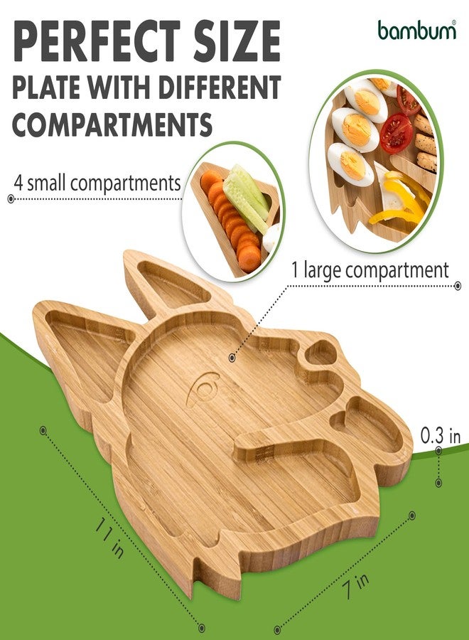 Bambum Natural Bamboo Divided Dinner Plate for Kids with Dog Design, Modern Style, Animal Print, 9 Inches, 1 Count - Image 2