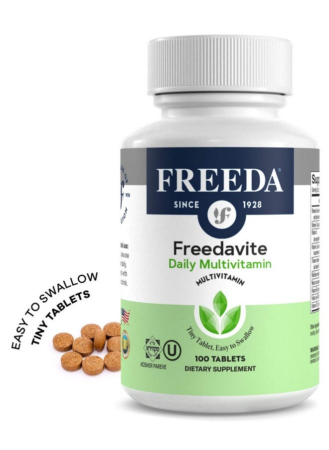 Freeda - Vite Tiny Tablet Moderate Multivitamin For Men And Women Vitamin A C D E B1 B2 B6 B12 Biotin Calcium Zinc Iron Magnesium Manganese Copper Selenium Iodine 100 Count - Image 1