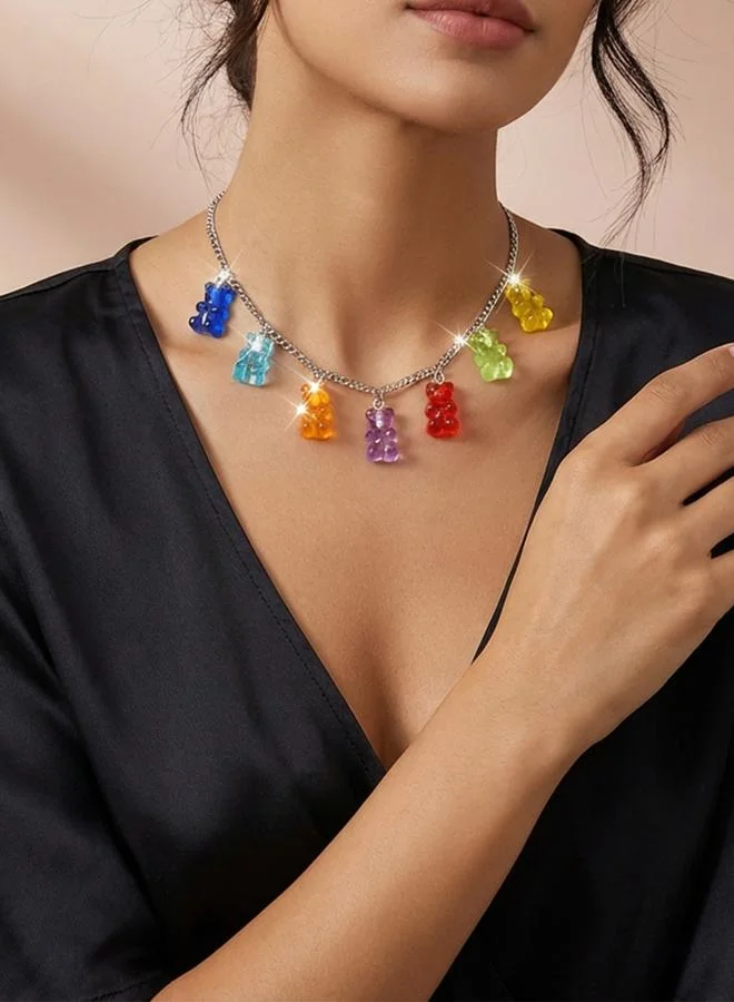 Resin Bear Charm Necklace